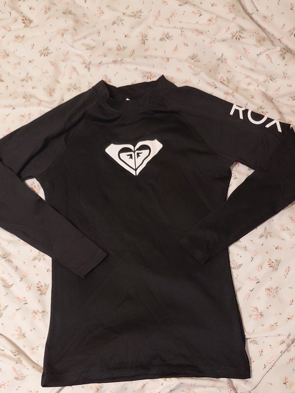 Roxy Black Long Sleeve Rashguard with White Logo
